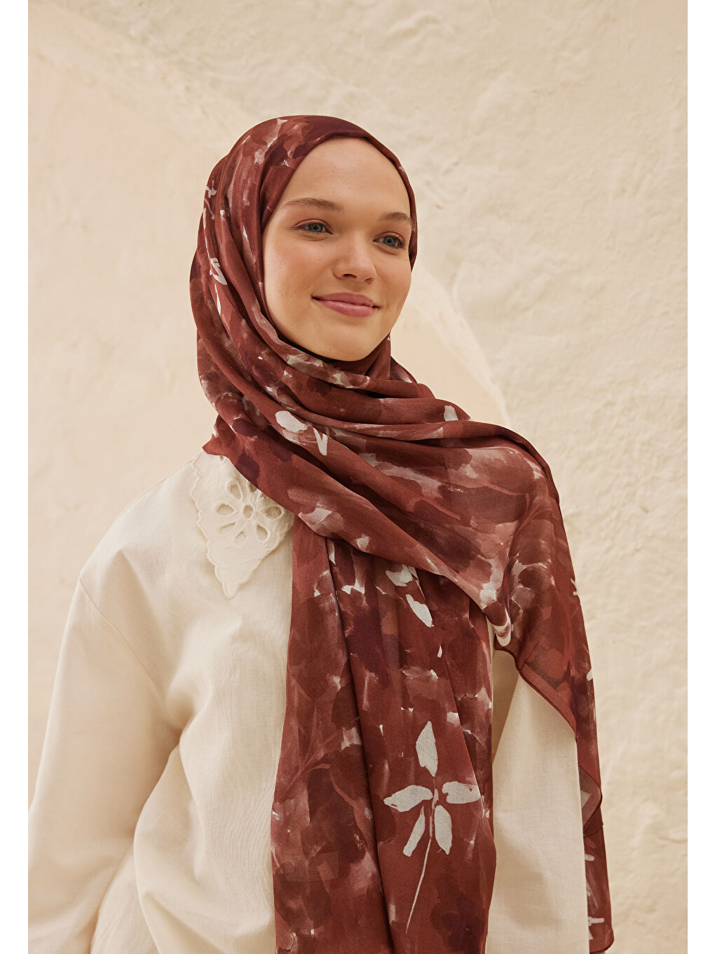 Kahverengi Lizzy Desen Rami Şal Ağaç Kabuğu-3