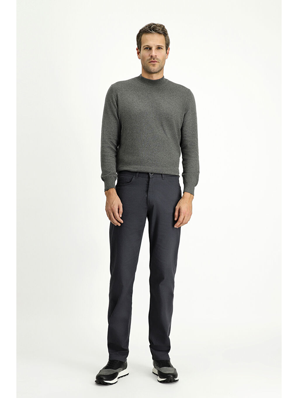 Gri Regular Fit Elastanlı Kanvas / Chino Pantolon-2