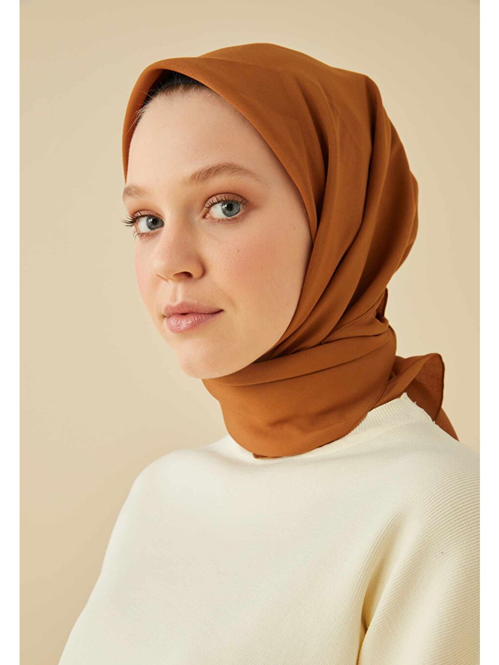 Kahverengi Pamuk İpek Eşarp Sıcak Kahve-2