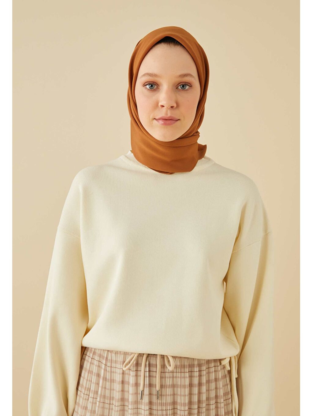 Kahverengi Pamuk İpek Eşarp Sıcak Kahve-3