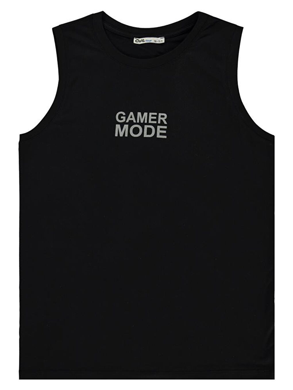 Boys Gamer Mode Reflektör Baskılı Sıfır Kol 10-13 Yaş Tişört - Siyah10-11 Yaş
