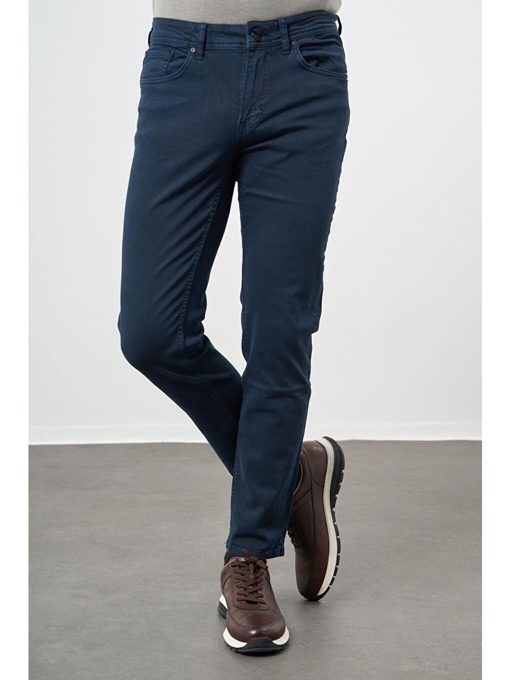 Koyu Lacivert Pamuklu 5 Cep Casual Slim Fit 5 Cep Pantolon 1003245318-1
