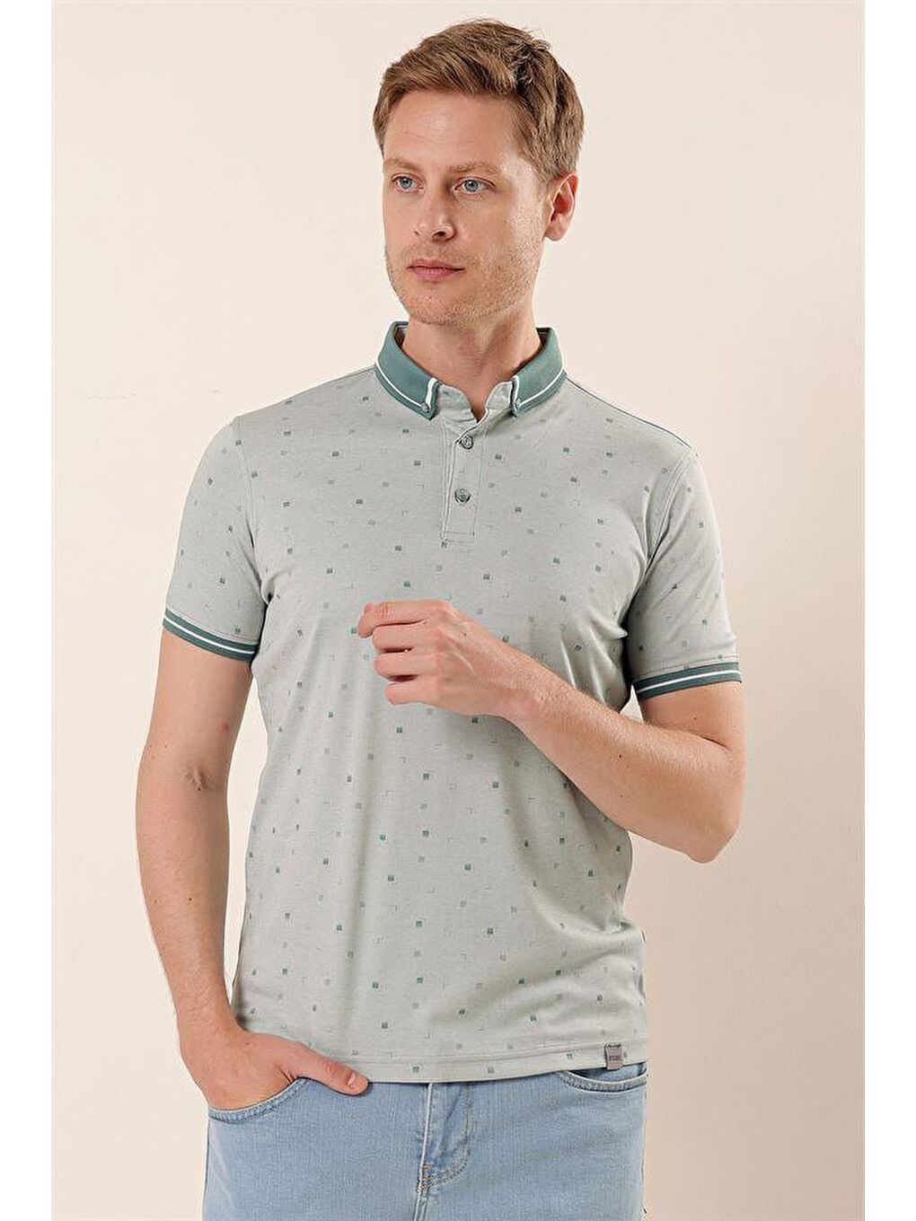 Yeşil Kısa Kollu Baskılı  Casual Slim Fit Dar Kesim Tişört 1011230150