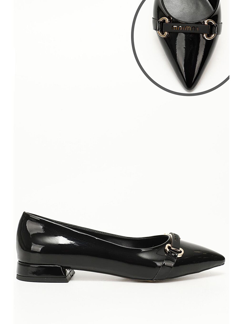 Siyah KOYU SİYAH  Sivri Burun Kısa Kalın Topuklu Kadın Babet 35006-2