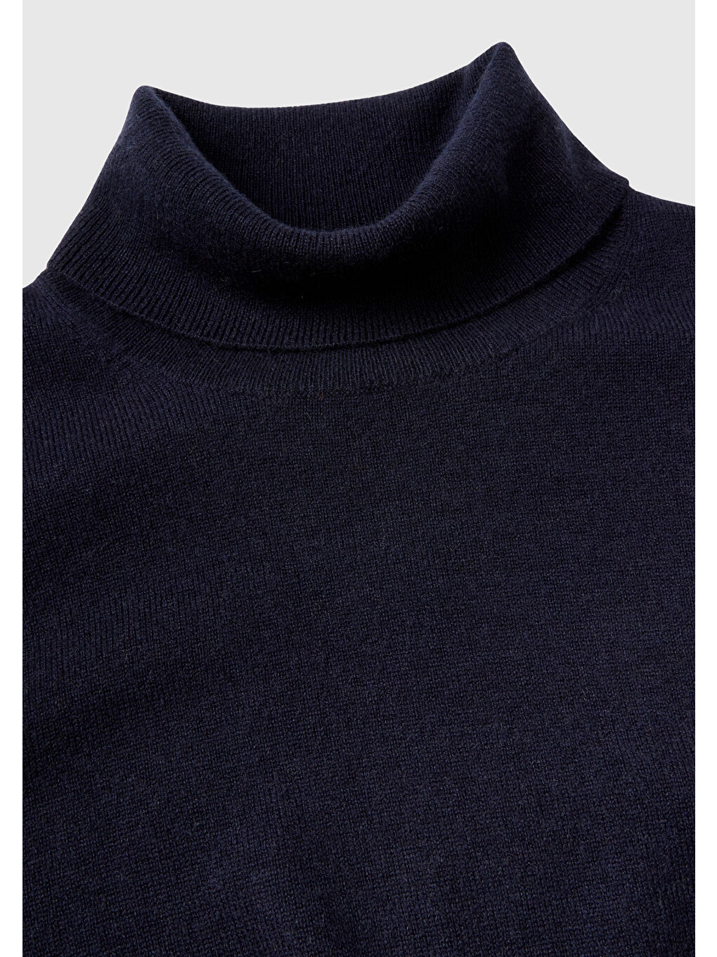 Erkek Lacivert %100 Kaşmir Boğazlı Yaka Kazak-5