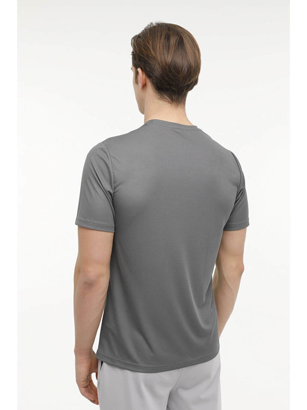 Gri MB 11BS106 4FX Antrasit Erkek Kısa Kol Tişört-1