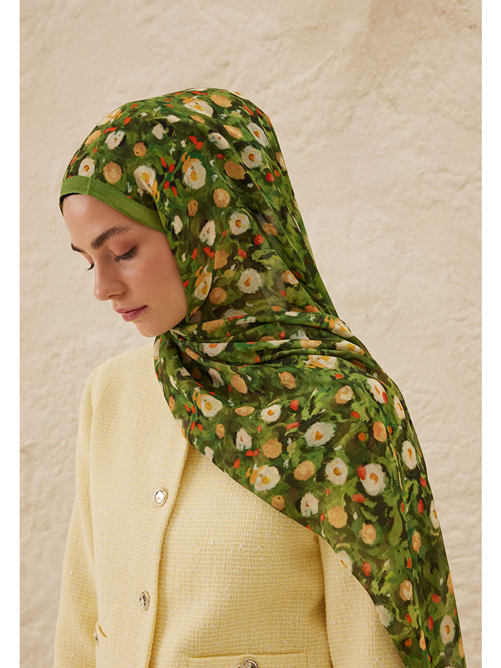 Yeşil Agnes Desen Rami Şal Orman