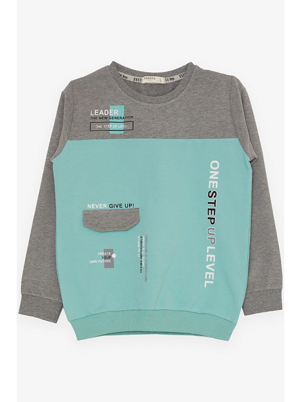 Turkuaz Erkek Çocuk Eşofman Takım Yazı Baskılı Su Yeşili (7-12 Yaş)-2