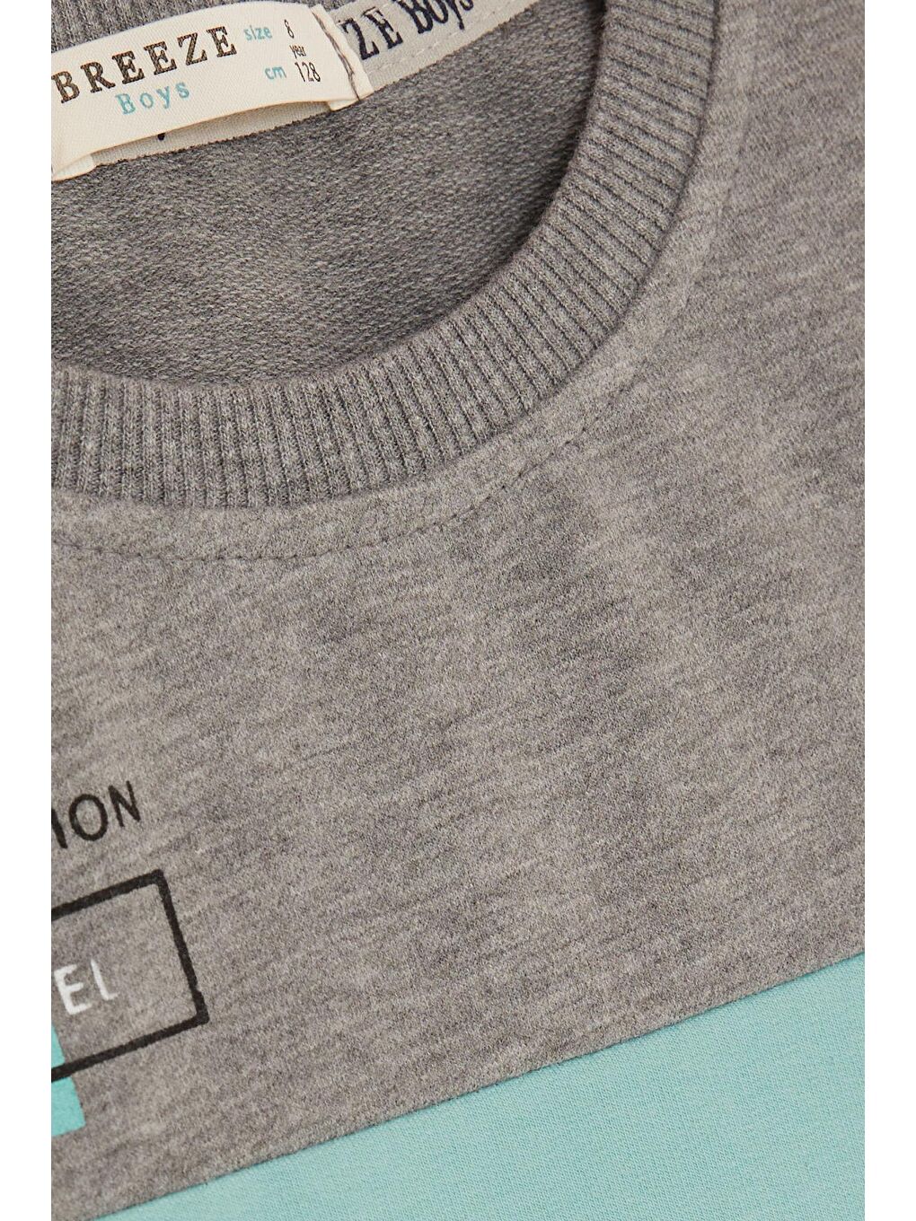 Turkuaz Erkek Çocuk Eşofman Takım Yazı Baskılı Su Yeşili (7-12 Yaş)-4