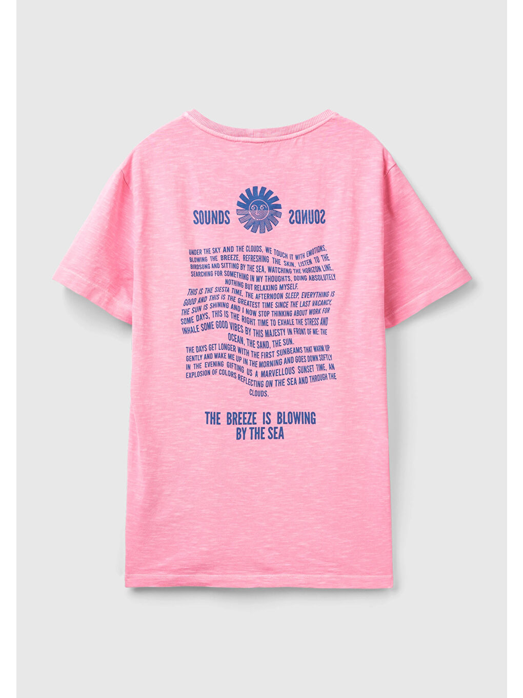 United Colors Of Benetton Erkek Pembe %100 Pamuk Önü ve Arkası Grafik Baskılı Bisiklet Yaka T-Shirt - 3