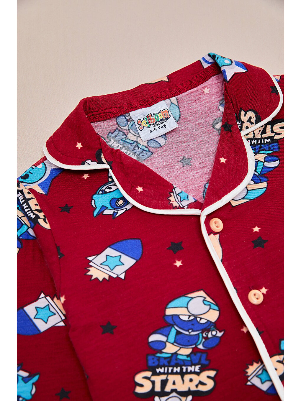 Bordo Kurdeleli Uyku Bantlı Kız Çocuk 3 Lü Pijama Takımı-1