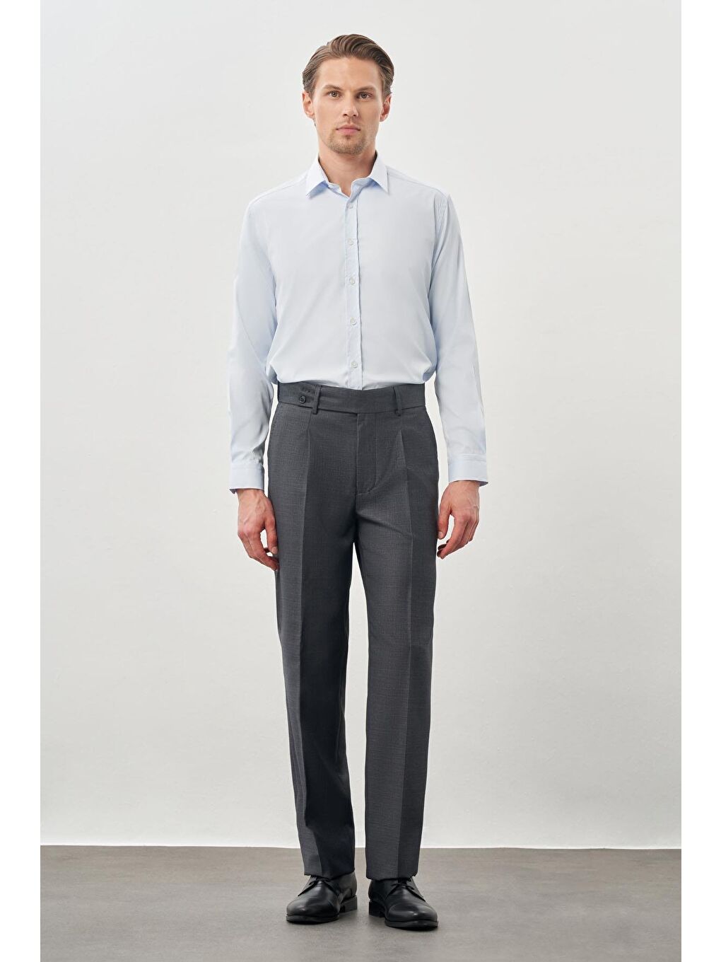 İMZA Gri Füme Pamuklu Yandan Cepli Classic Slim Fit Modelli Erkek Pantolon 1003245171 - 1
