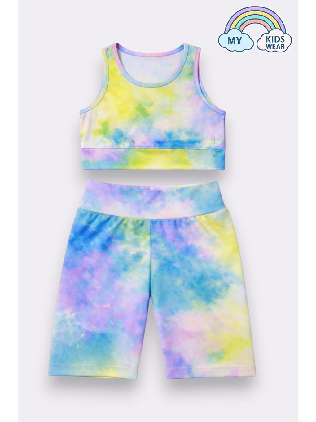 Pembe Kız Çocuk Çok Amaçlı Batik Desenli Mayo & Spor Takımı 12431