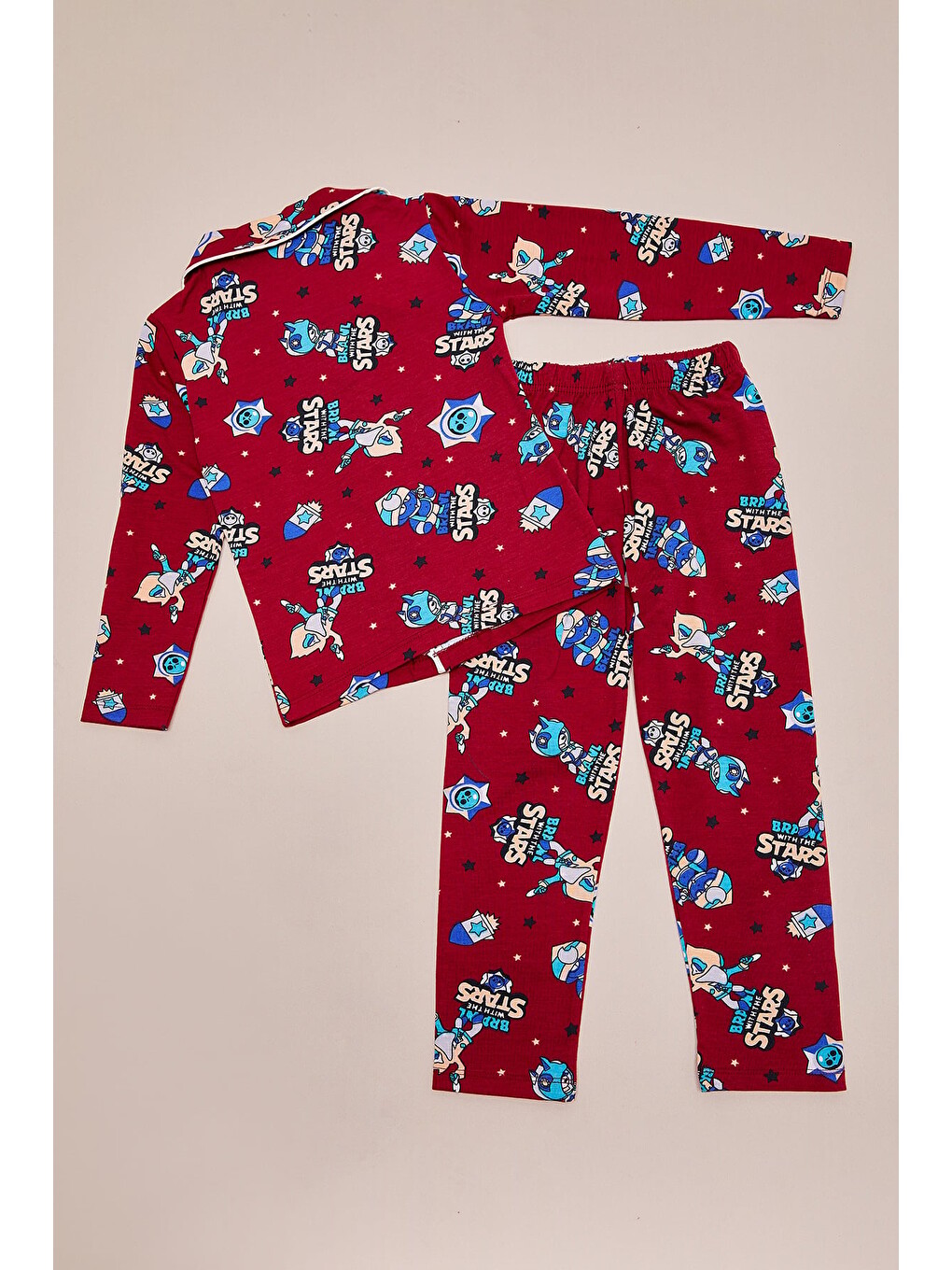 Bordo Kurdeleli Uyku Bantlı Kız Çocuk 3 Lü Pijama Takımı-2