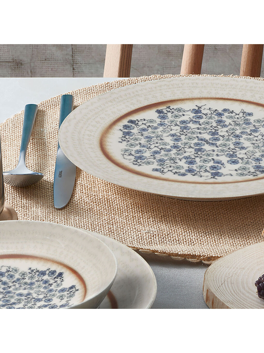 Ekru Camelia 24 Parça 6 Kişilik Bone Yemek Takımı - 22153-1