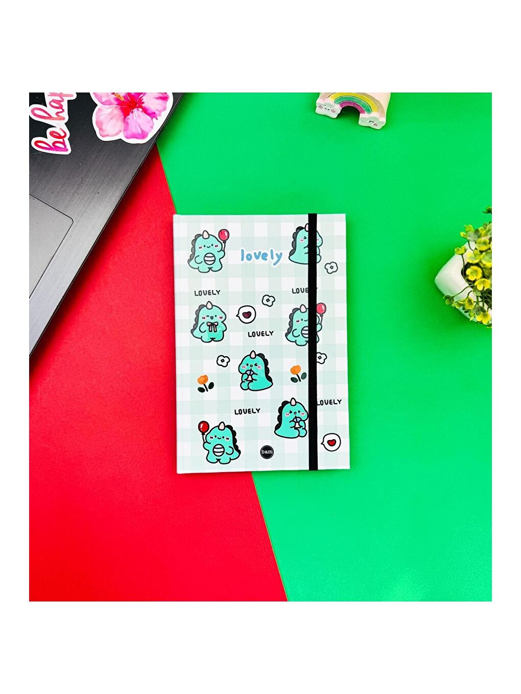 BAM HEDİYELİK EŞYA Karışık Dino Lovely Kawai Tasarımlı Lastikli Defter - 3