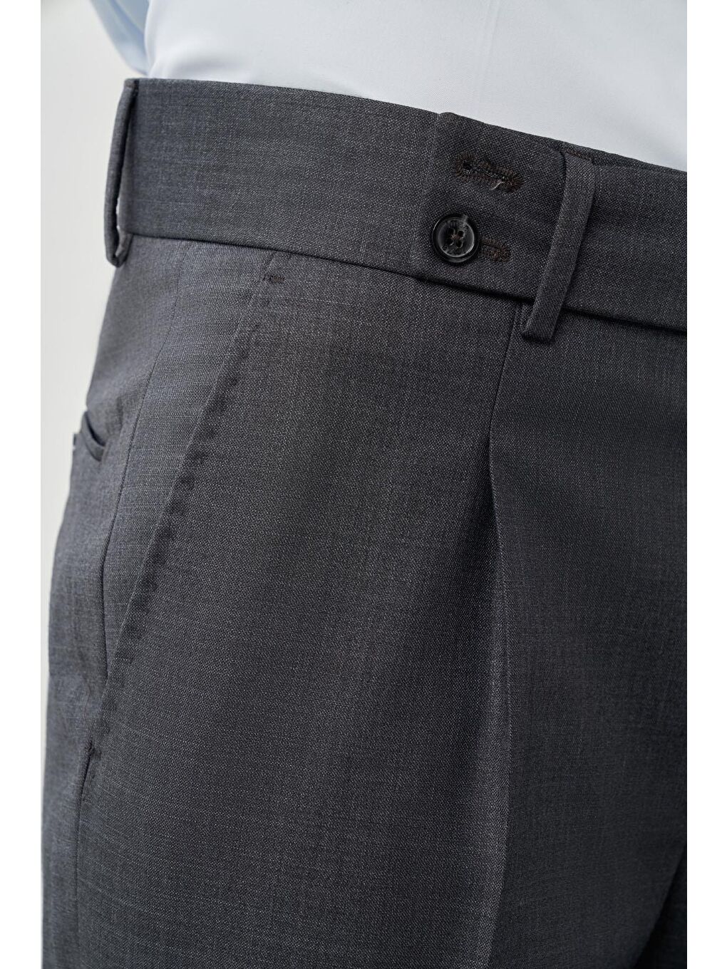 İMZA Gri Füme Pamuklu Yandan Cepli Classic Slim Fit Modelli Erkek Pantolon 1003245171 - 4