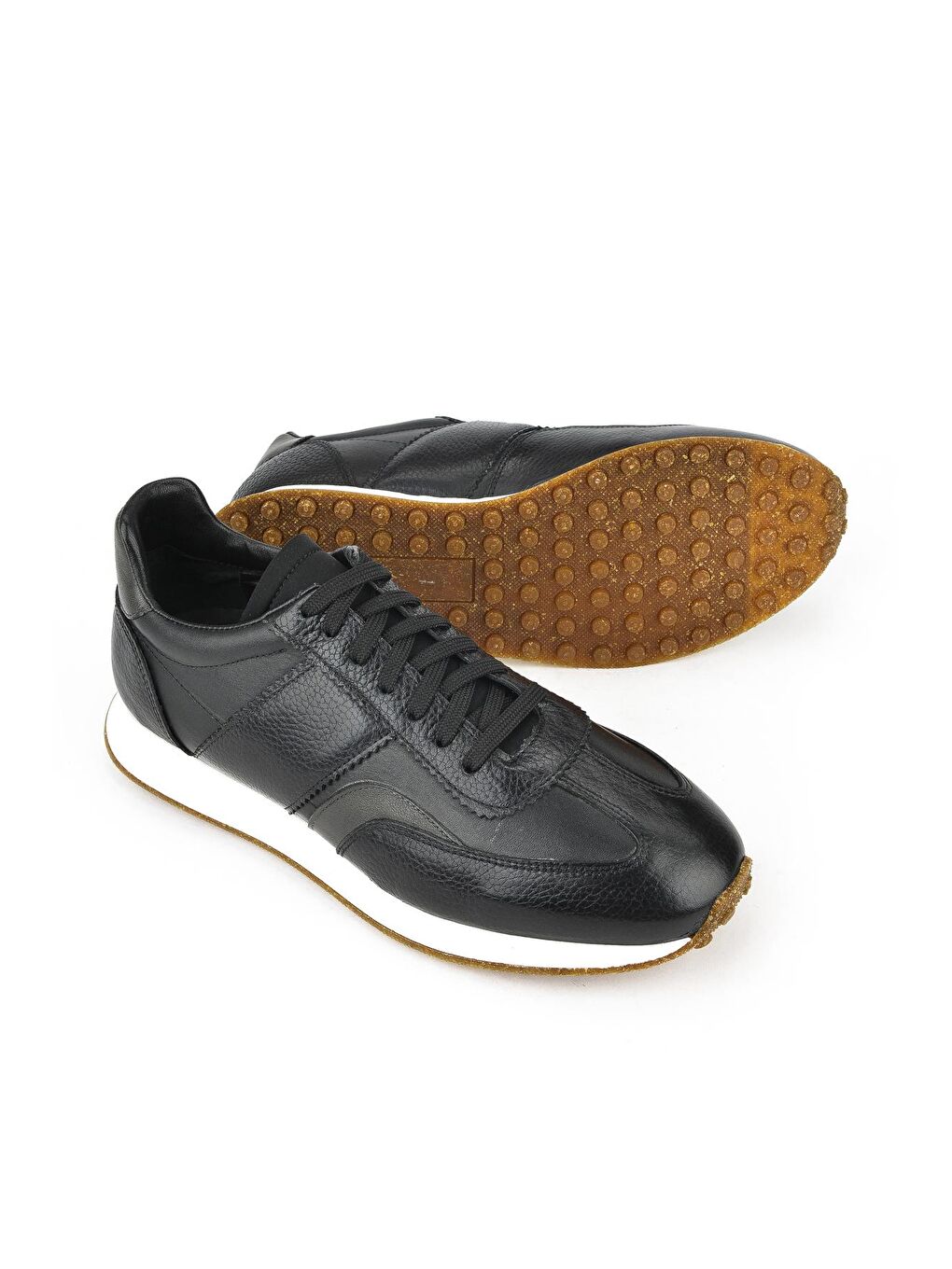 Siyah Erkek Hakiki Deri Sneaker-3