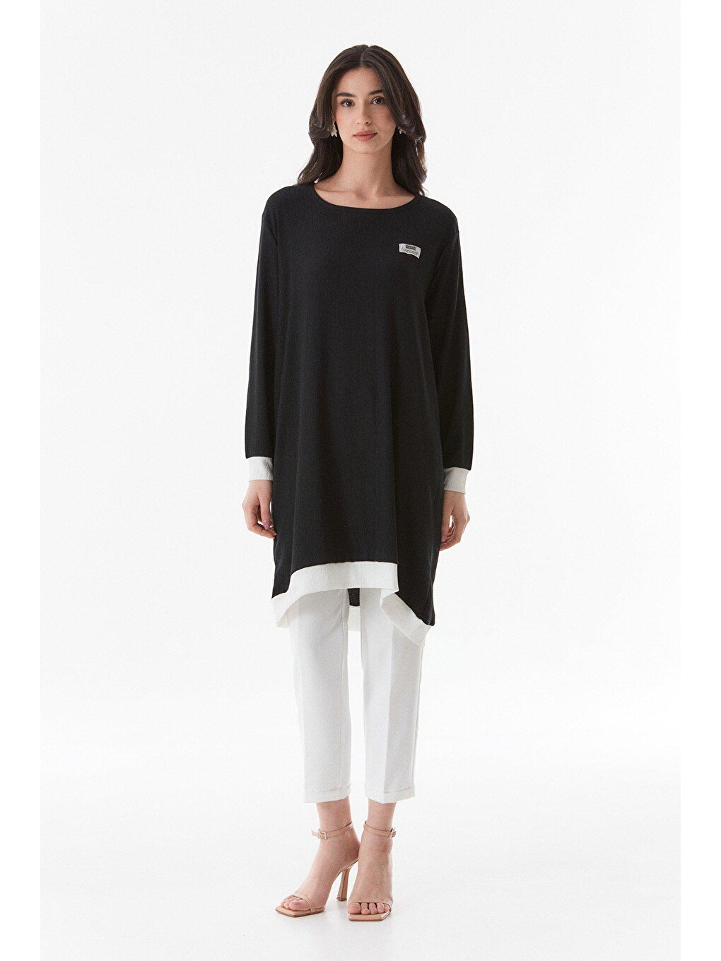 Siyah Bürümcük Kumaş Tunik-4