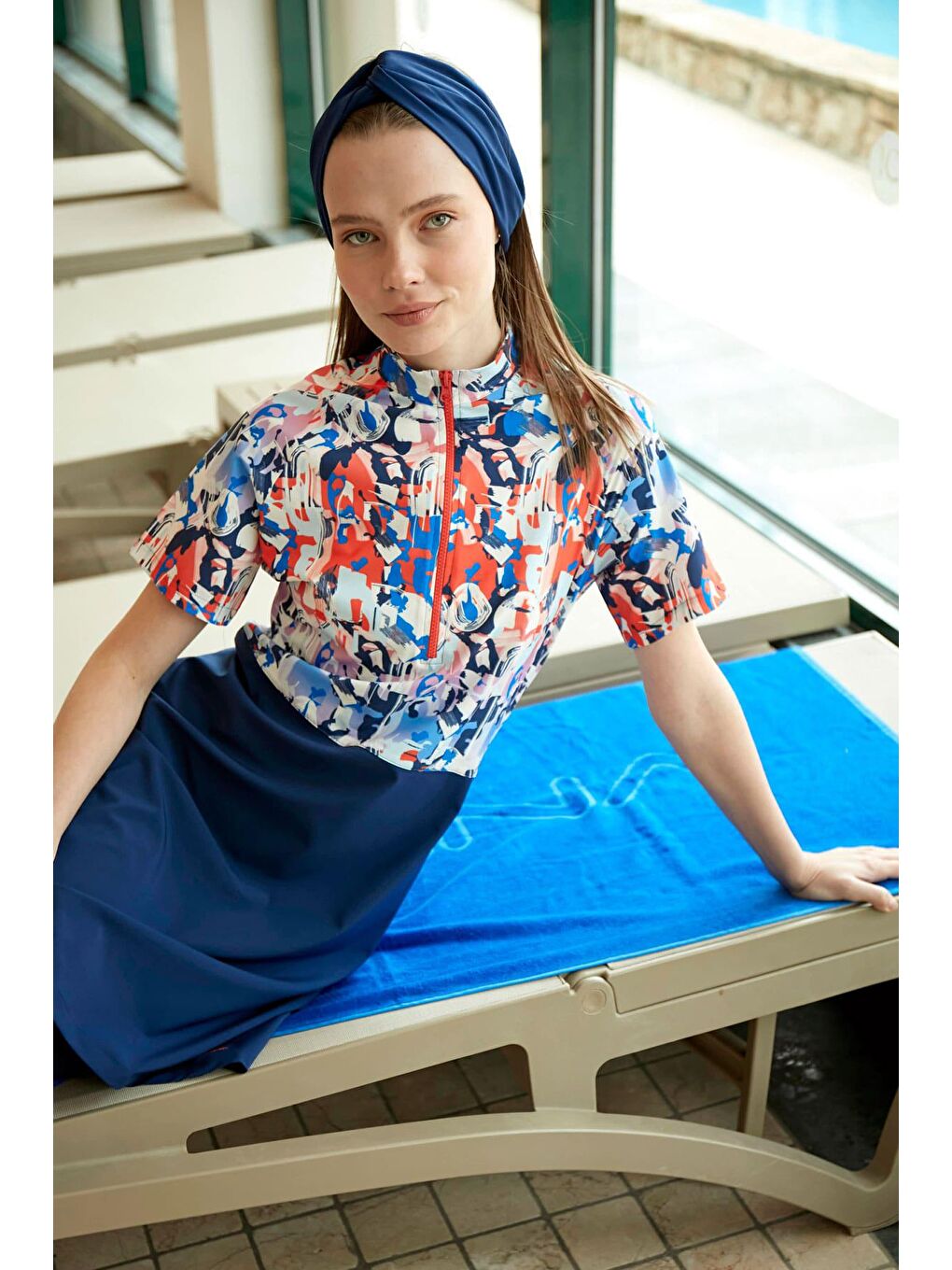 Paraşüt Lacivert Taytlı Yarı Kapalı Mayo M2452-1