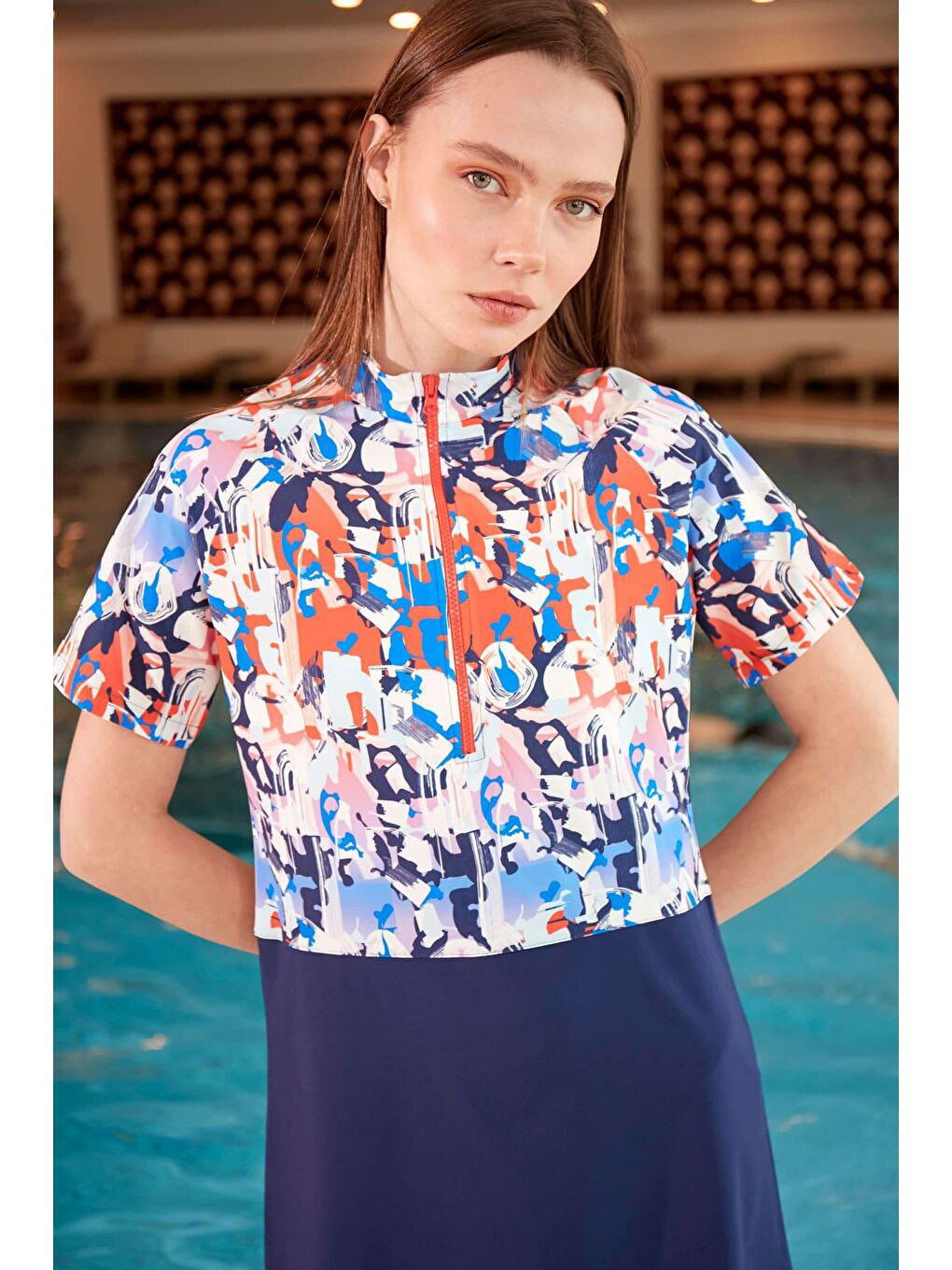 Paraşüt Lacivert Taytlı Yarı Kapalı Mayo M2452-4