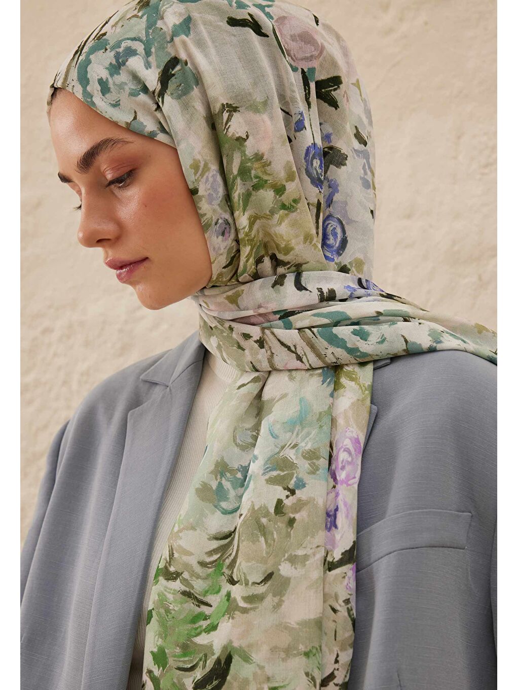 Margarit Desen Rami Şal Koyu Yeşil-1