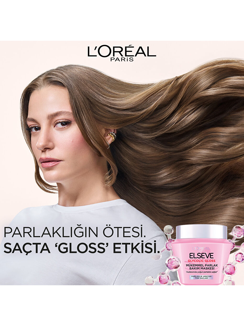 L'Oréal Paris Elseve Glycolic Gloss Mükemmel Parlaklık Veren Saç Bakım Maskesi 300ml-1