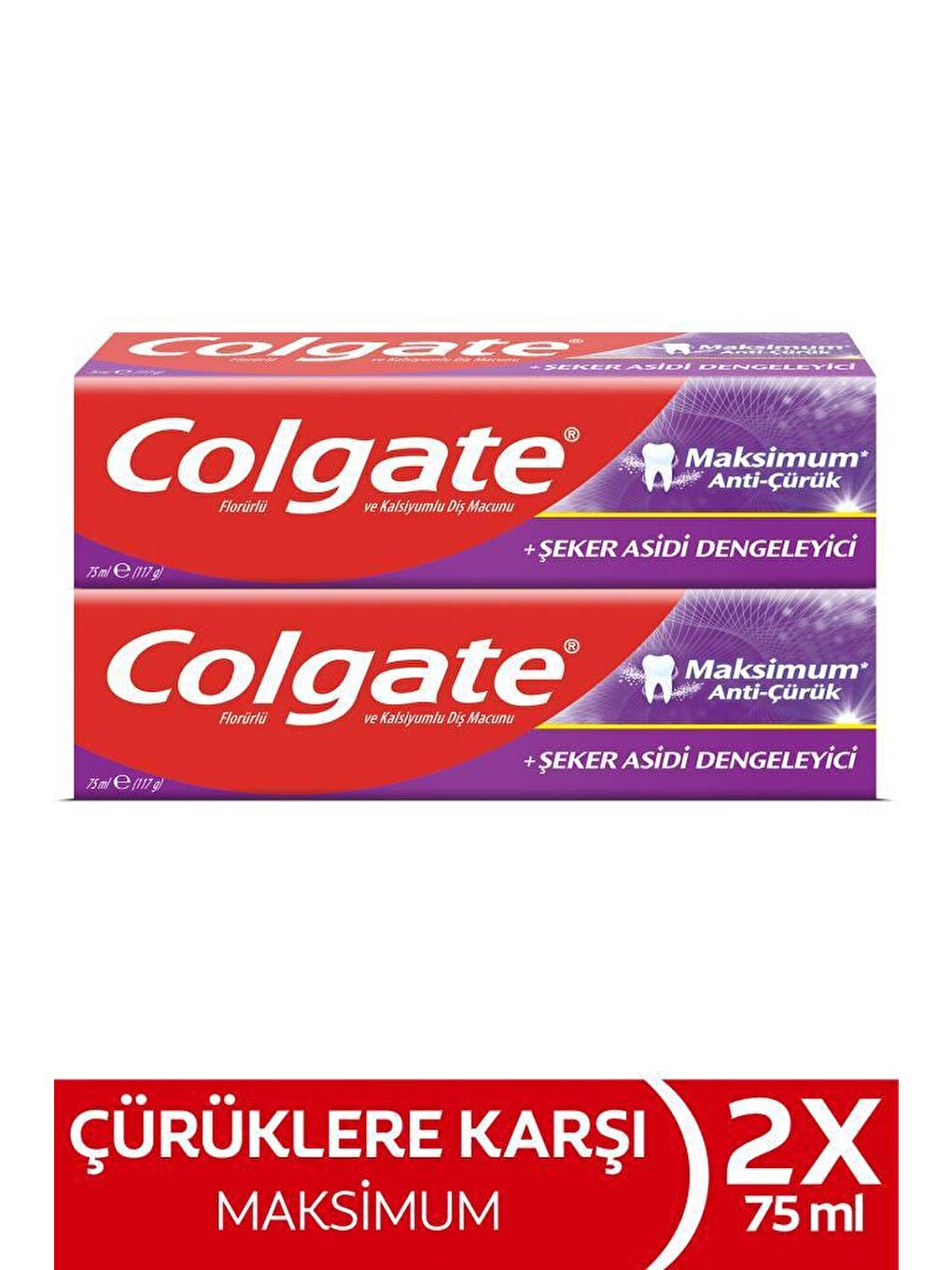 Colgate Beyaz Maksimum Anti Çürük Şeker Asidi Dengeleyici Diş Macunu 75 ml x 2 adet