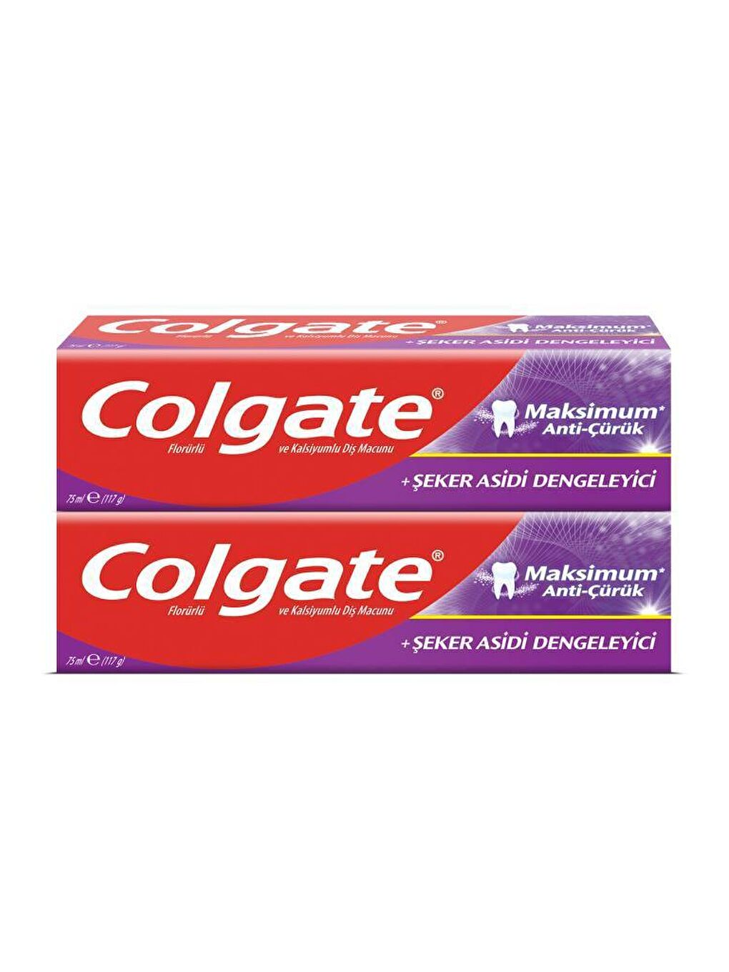 Colgate Beyaz Maksimum Anti Çürük Şeker Asidi Dengeleyici Diş Macunu 75 ml x 2 adet - 1