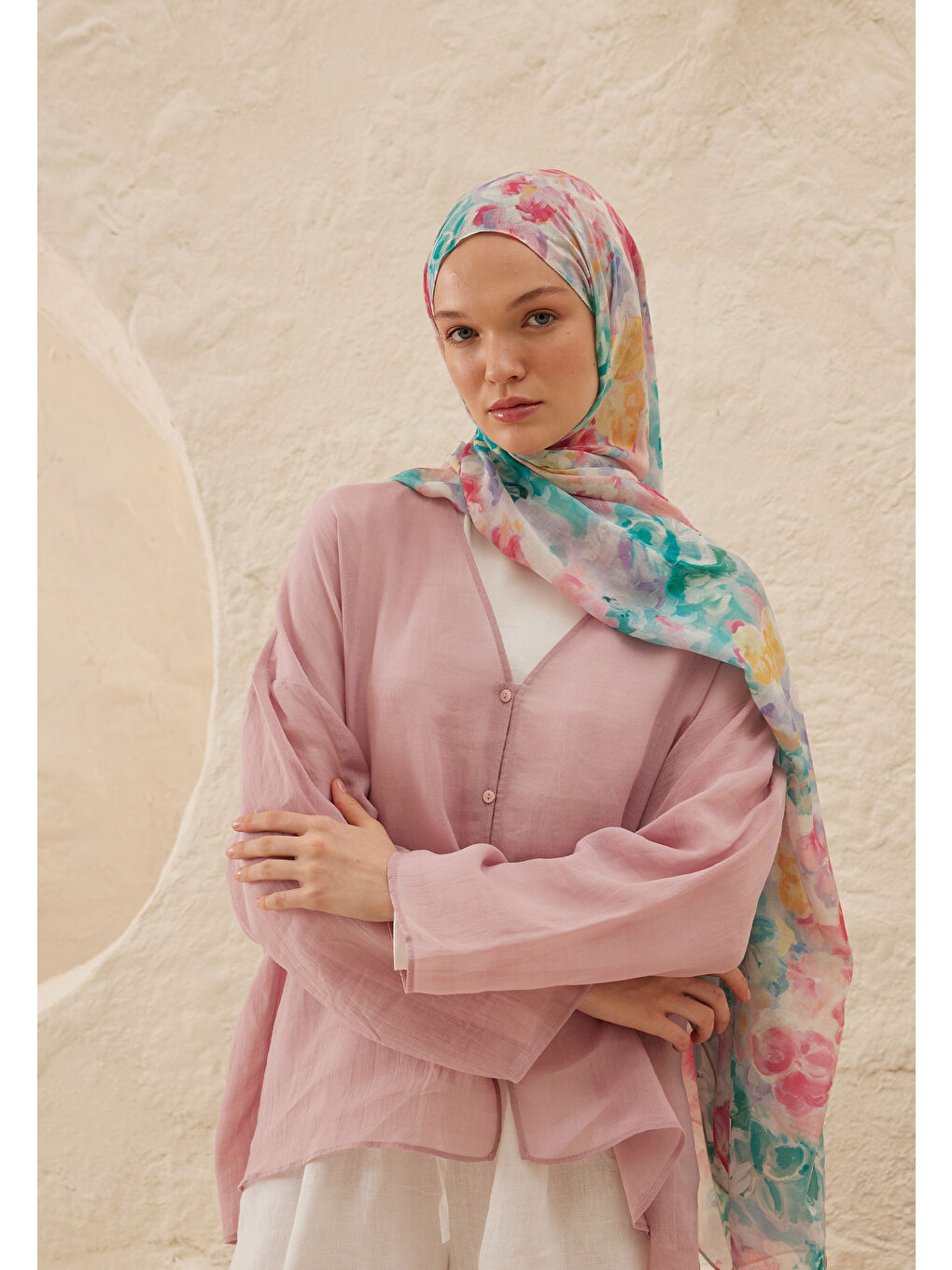 Fiona Desen Rami Şal Pembe-2