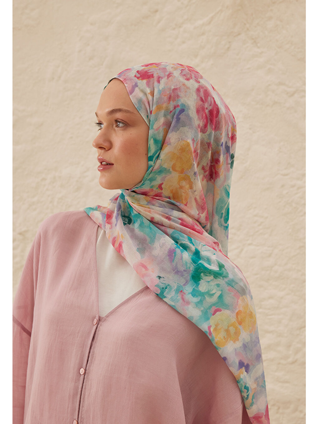 Fiona Desen Rami Şal Pembe-3