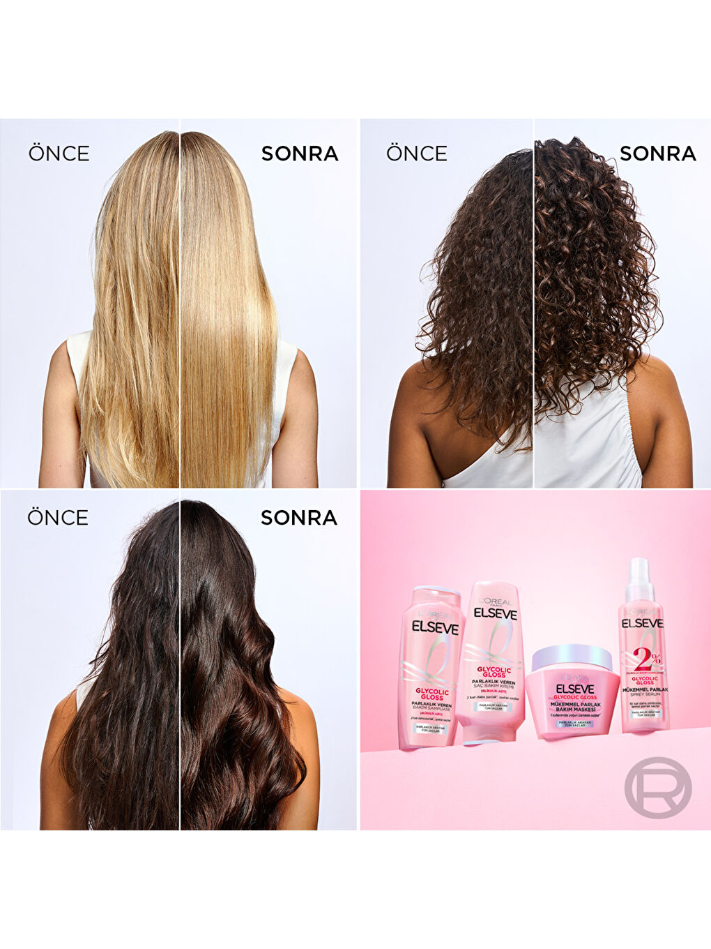 L'Oréal Paris Elseve Glycolic Gloss Mükemmel Parlaklık Veren Saç Bakım Maskesi 300ml-4