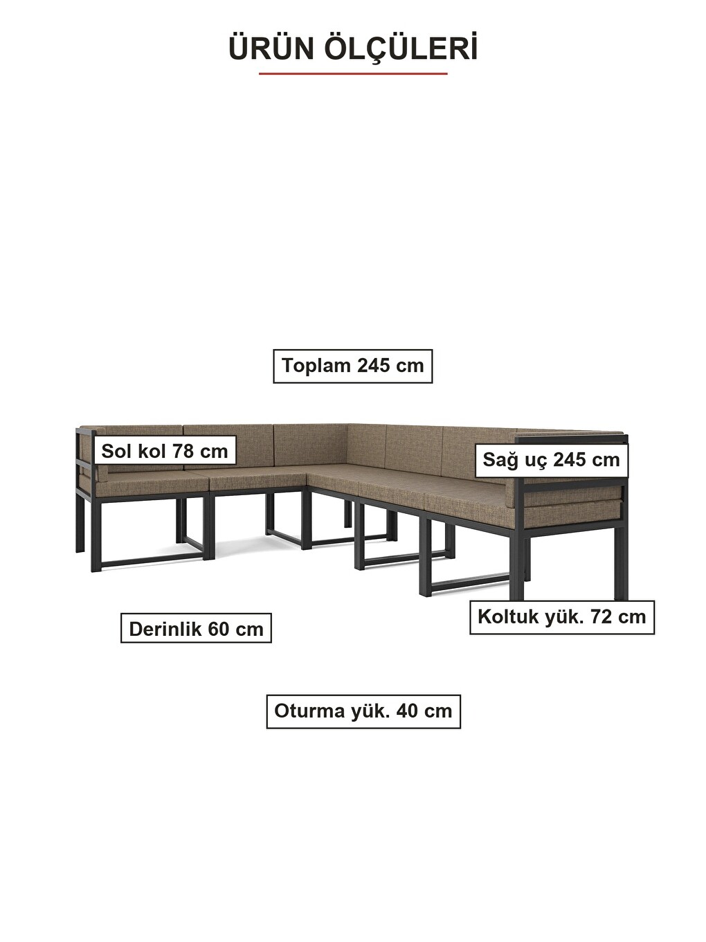 Kahverengi Luno 6'lı L Köşe Koltuk Takımı | Keten, Metal Karkas, Yataklı, Sağ-sol Modüler | Kahve-1