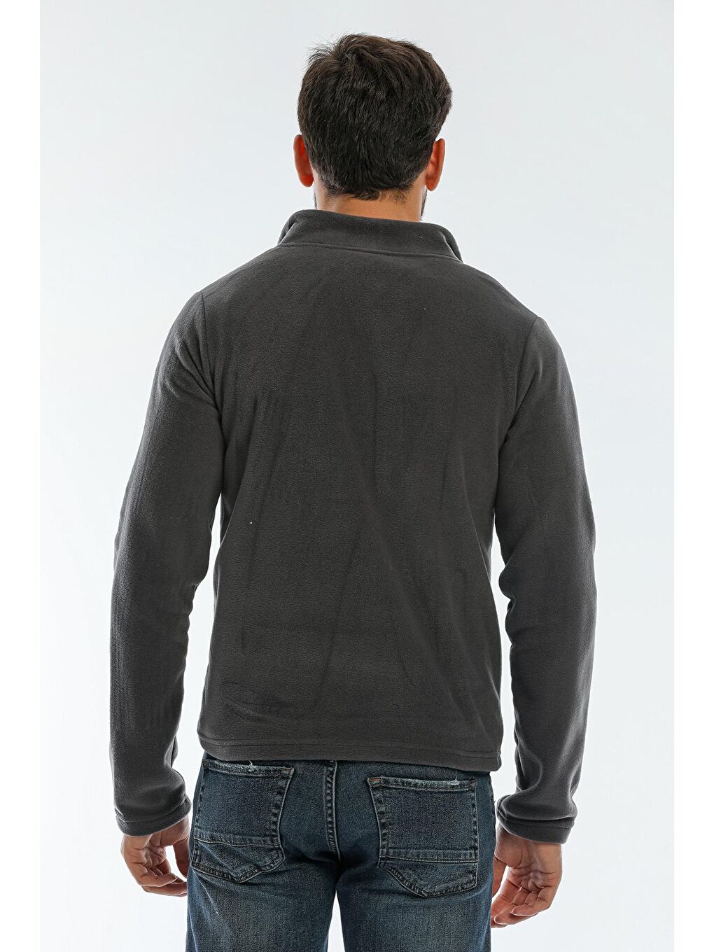 SAFRANO I Erkek Fermuarlı Sweatshirt Hırka Koyu Gri-2