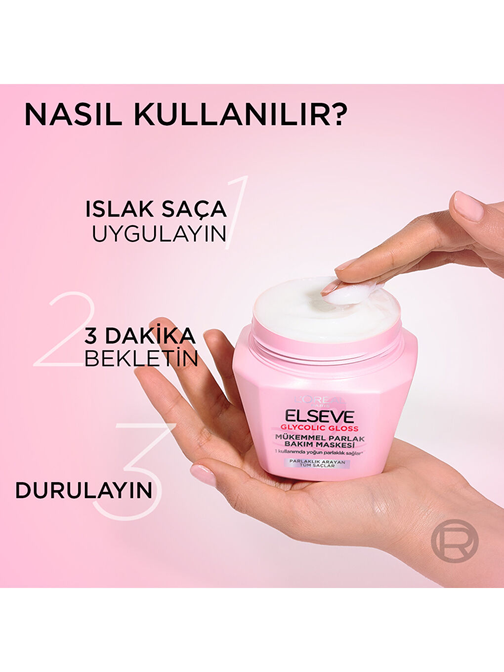 L'Oréal Paris Elseve Glycolic Gloss Mükemmel Parlaklık Veren Saç Bakım Maskesi 300ml-5