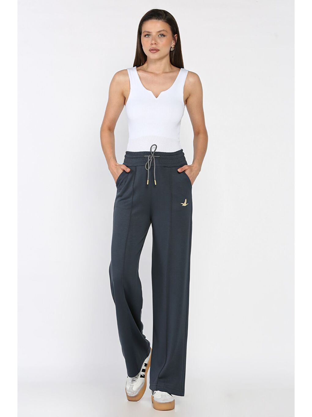 Petrol Kadın Baskılı Bol Paça Eşofman Altı