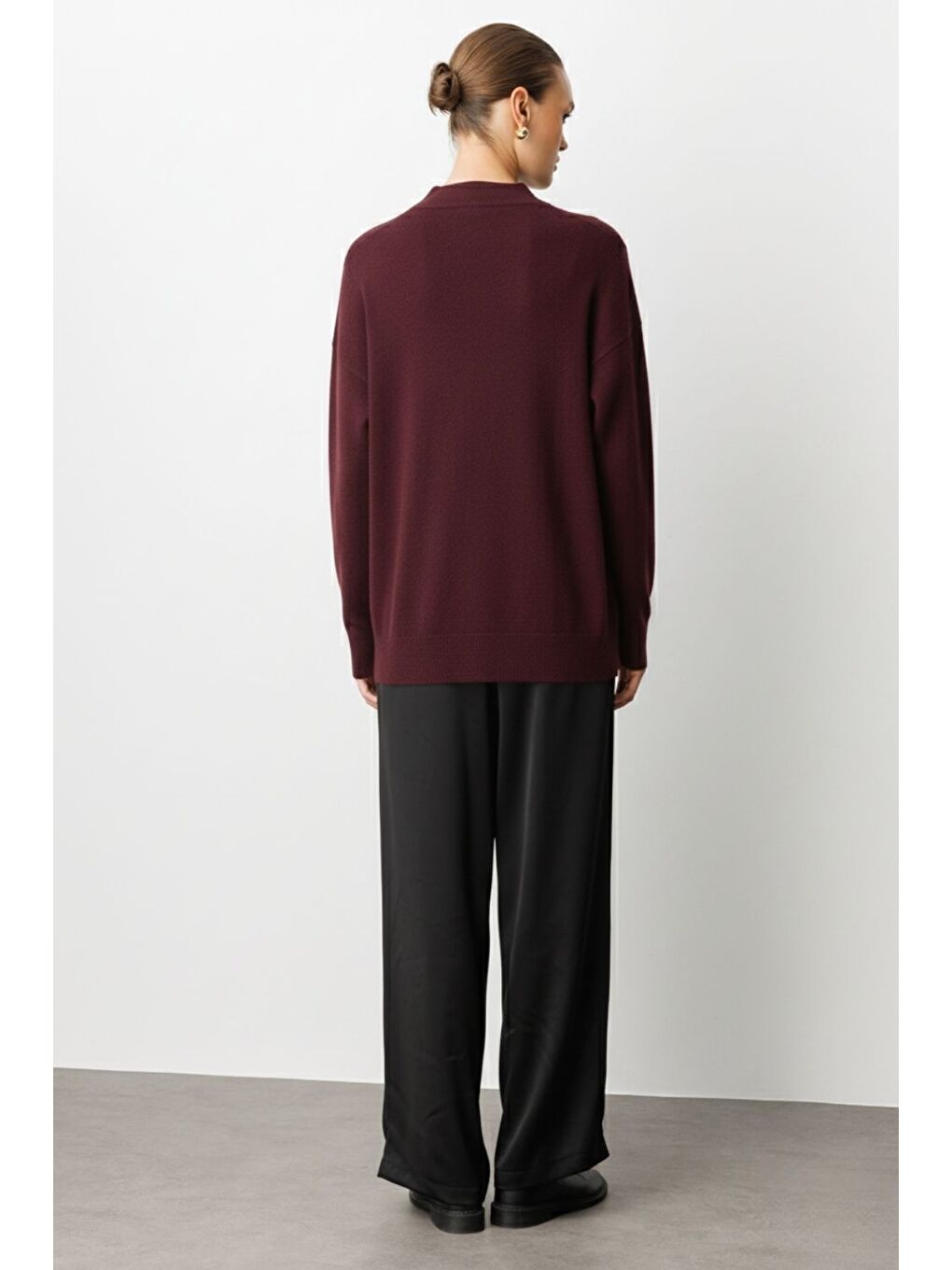 Basic Yarım Balıkçı Mürdüm Triko Kazak-2