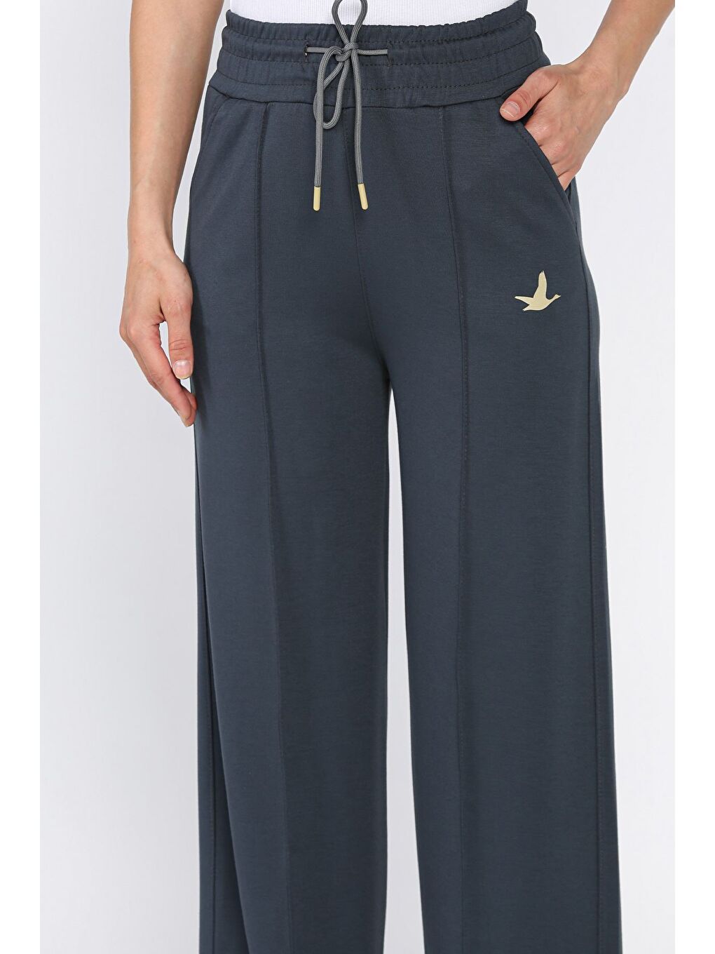 Petrol Kadın Baskılı Bol Paça Eşofman Altı-3