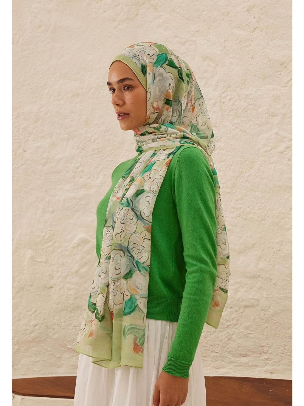Linda Desen Rami Şal Açık Yeşil-2