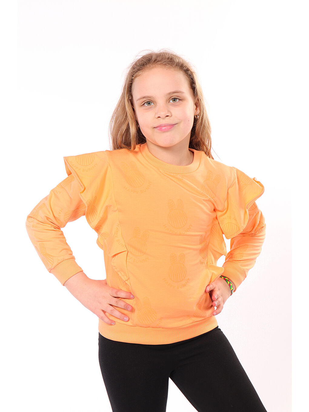 Toontoykids Orta Turuncu Kız Çocuk Baskılı Sweatshirt