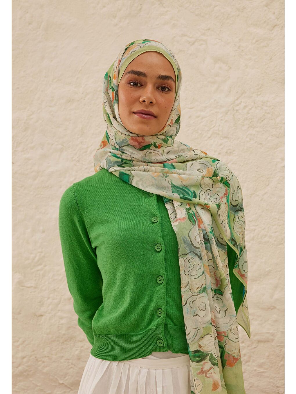Linda Desen Rami Şal Açık Yeşil-3