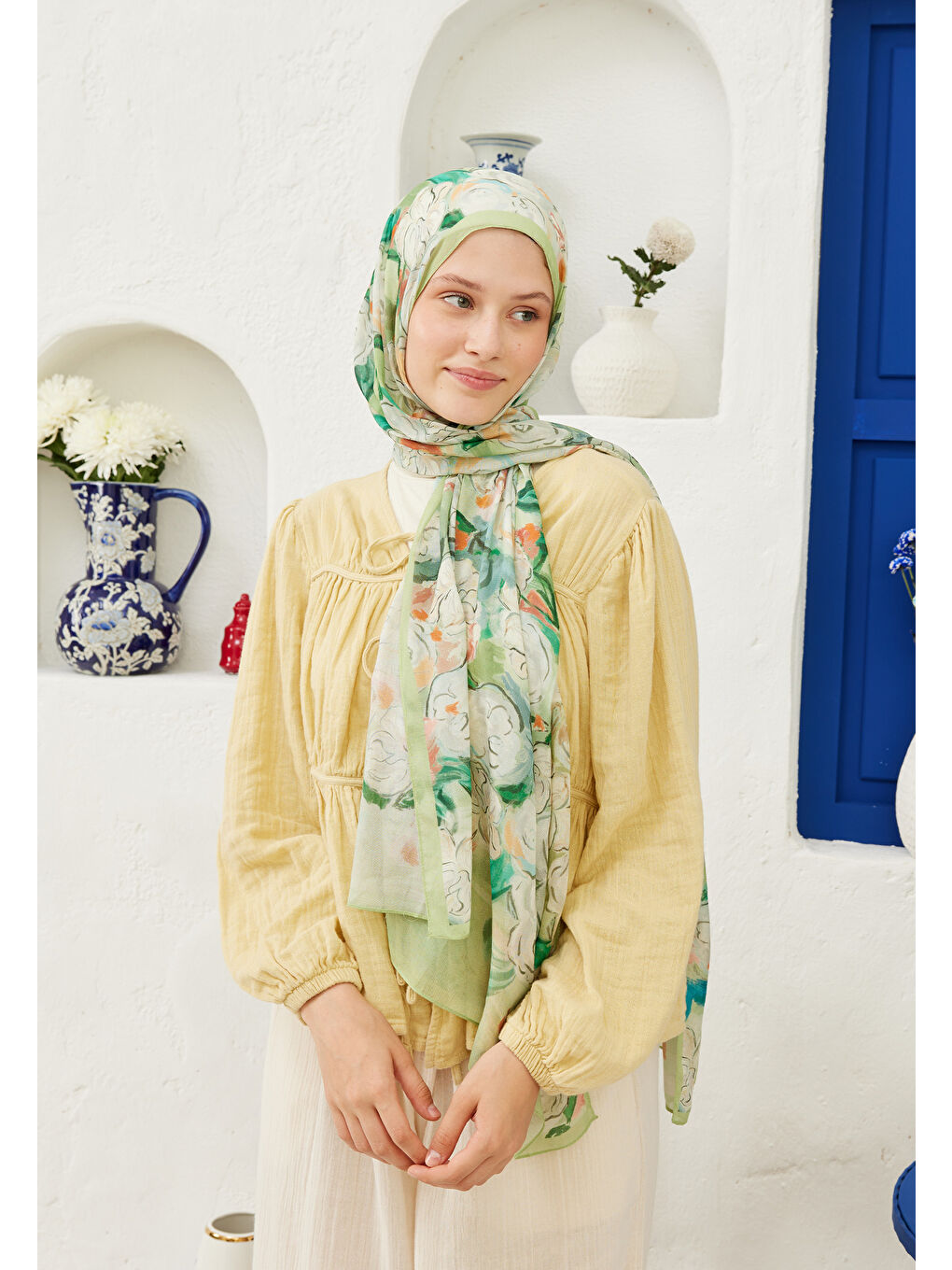 Linda Desen Rami Şal Açık Yeşil-4