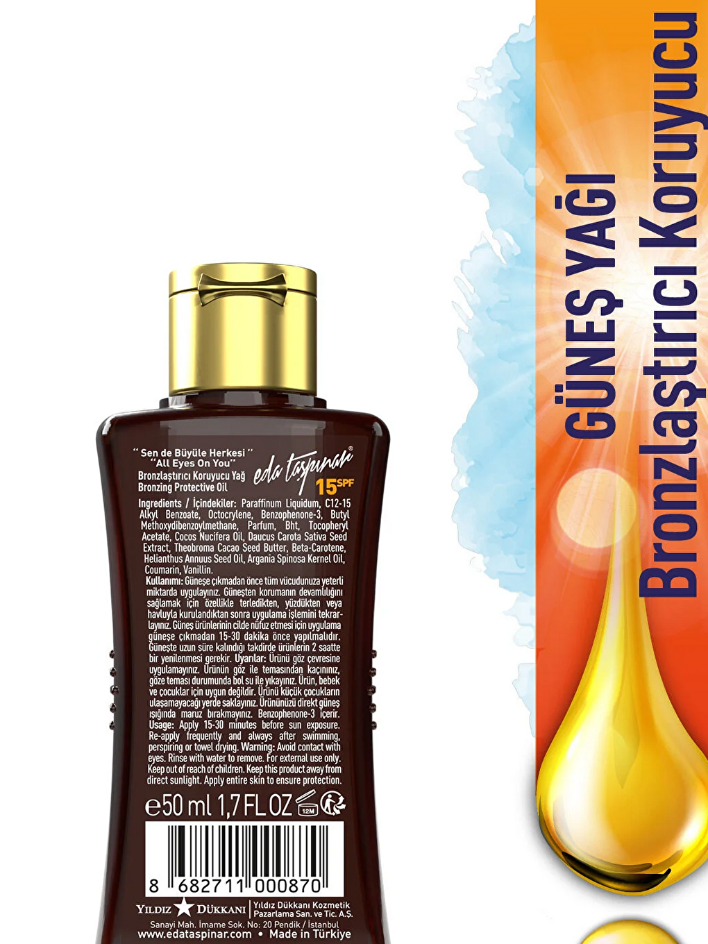 Seyahat Boy Bronzlaştırıcı Koruyucu Yağ SPF 15 - 50 ml-1