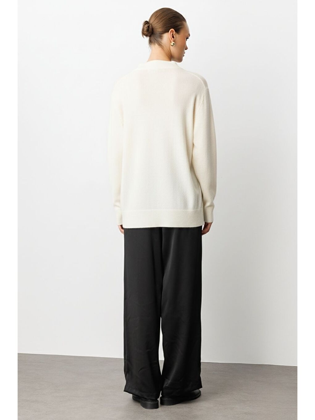 Basic Yarım Balıkçı Ekru Triko Kazak-2