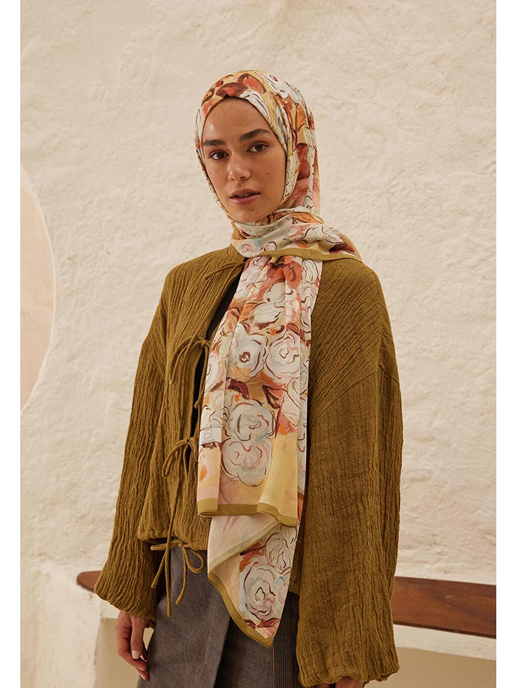 Sarı Linda Desen Rami Şal Sahra-1