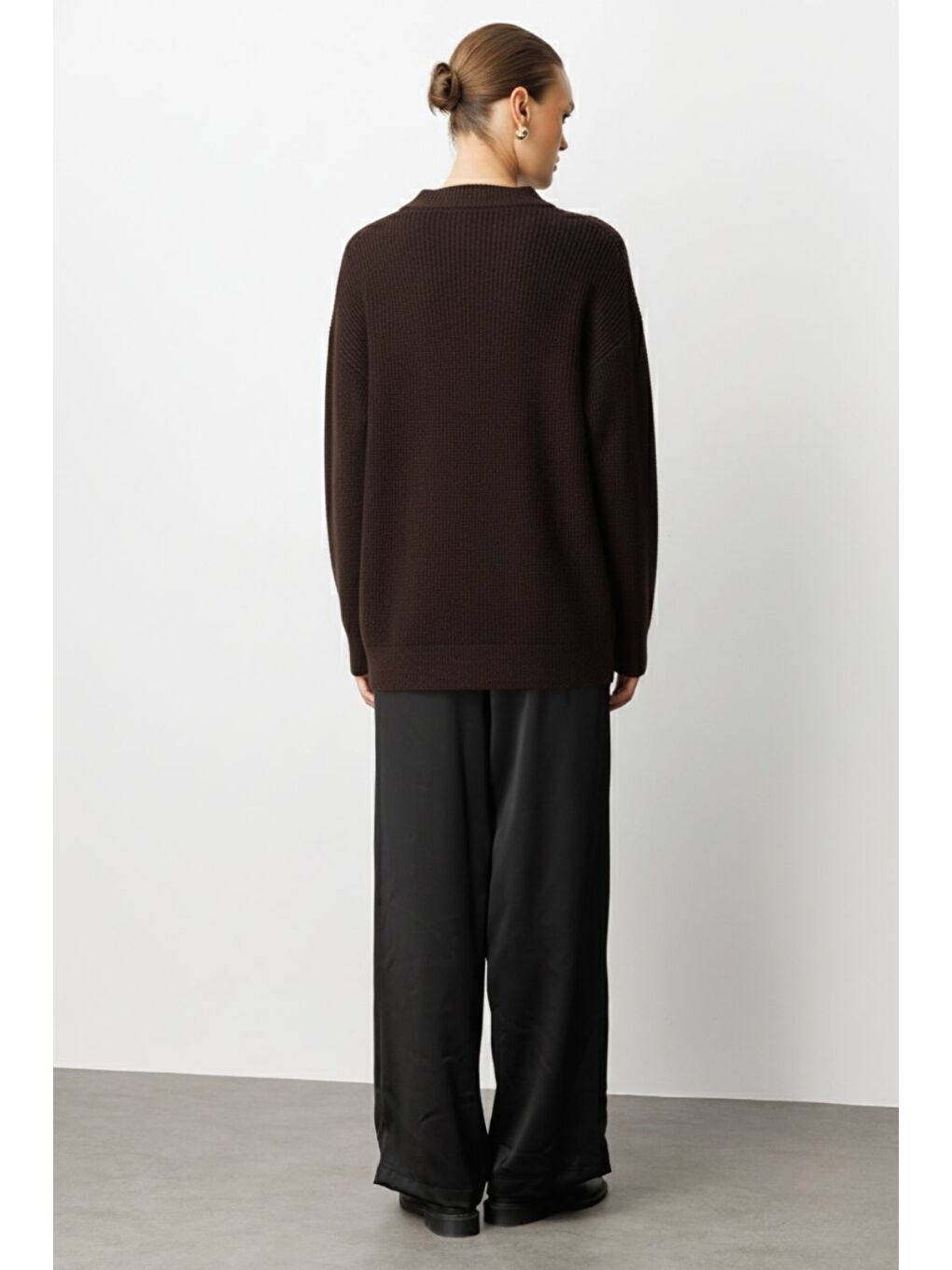 Basic Yarım Balıkçı Kahverengi Triko Kazak-2