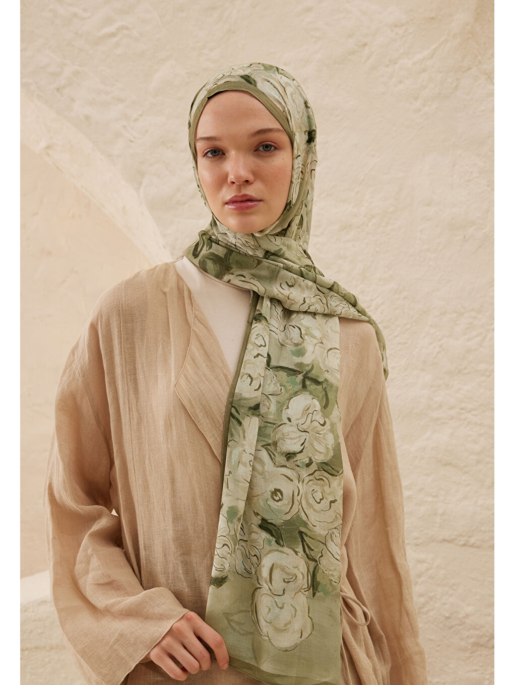 Yeşil Linda Desen Rami Şal Çağla-4