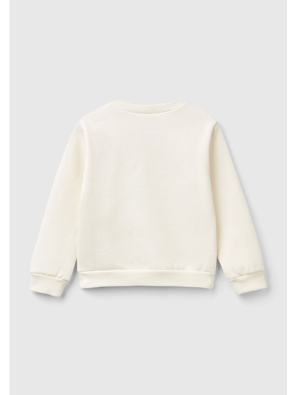 Kız Çocuk Ekru Etek Ucu Logolu Çizgi Film Baskılı Bisiklet Yaka Sweatshirt-1