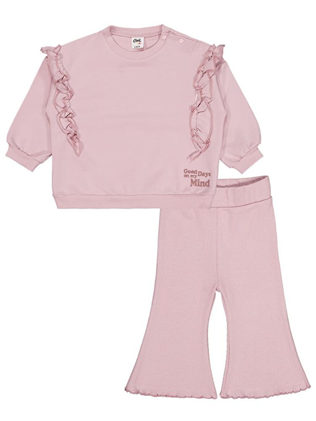 Pembe Baby Good Days Nakışlı 6-18 Ay Takım - Lila 9-12 Ay