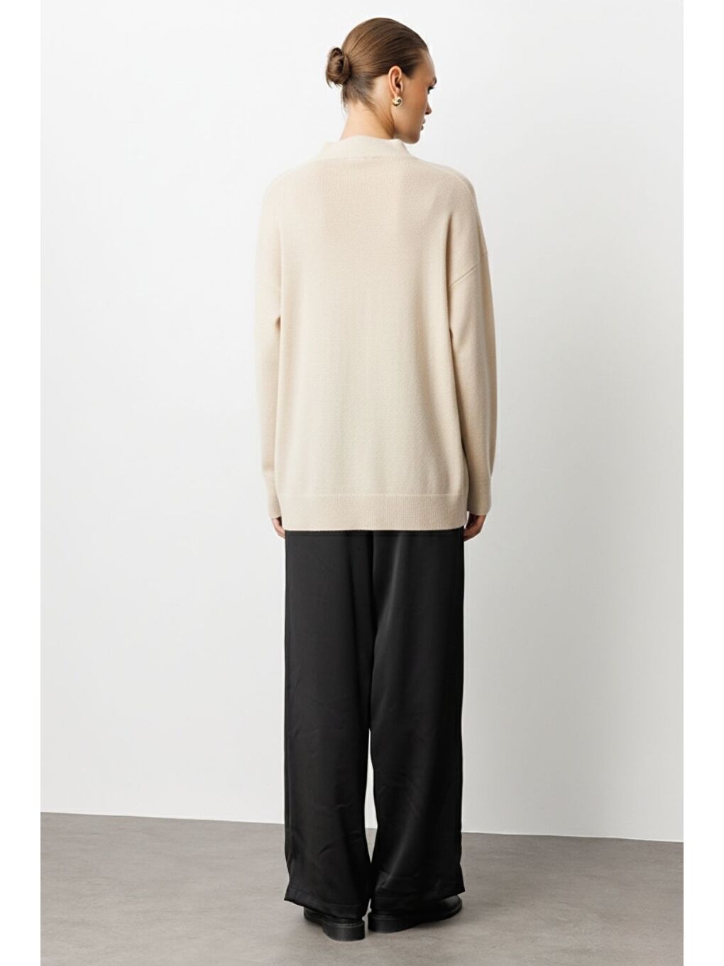 Bej Basic Yarım Balıkçı Taş Rengi Triko Kazak-2